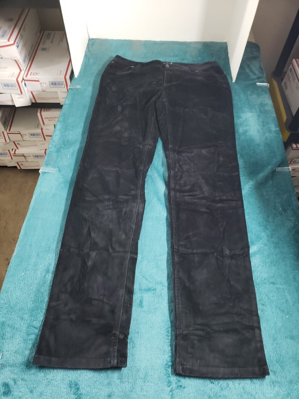 J Jill Jeans Size 10 Tall Womens Black Corduroy Pants Ladies Mid Rise Straight